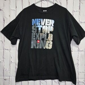 Vtg Early 2000's The North Face Never Stop Exploring Graphic Tshirt Adult Sz XXL
